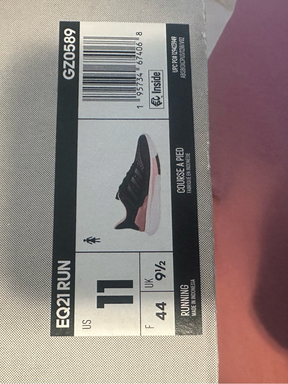 Adidas EQ21 Run Women's Black and Pink Athletic Sneakers